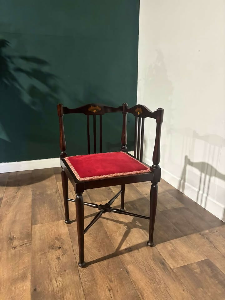 Edwardian Inlaid Mahogany Corner Chair2