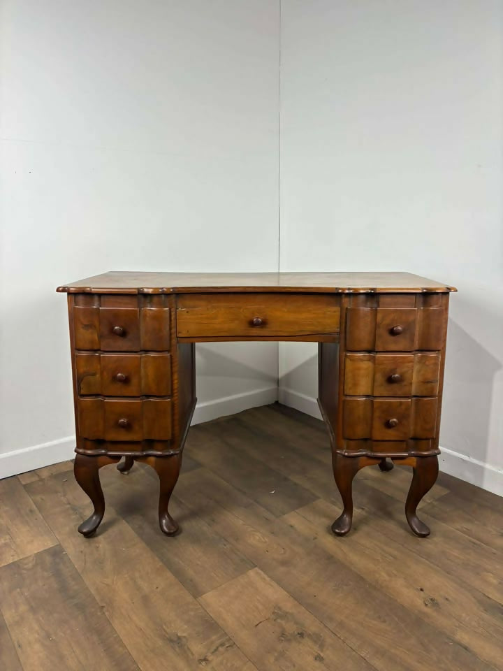 Art Deco Mahogany Serpentine Writing Desk