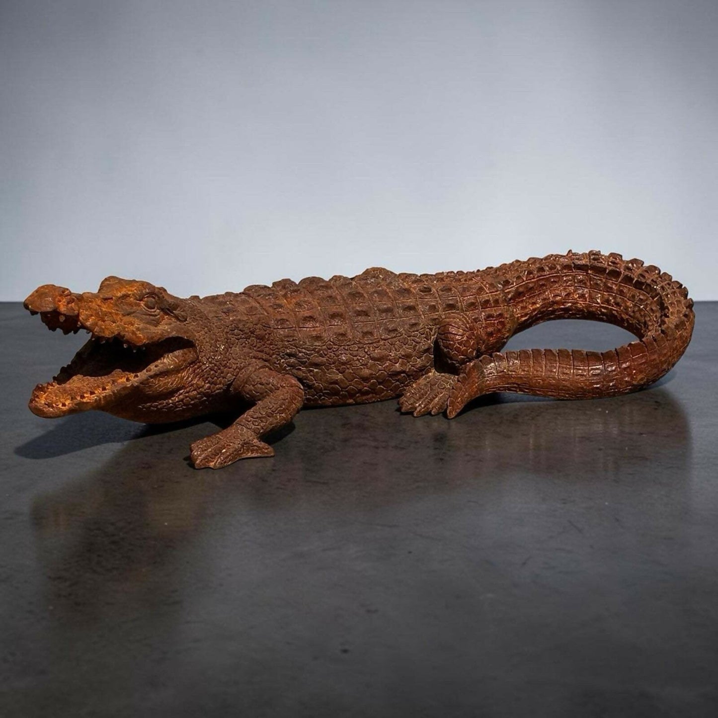 Cast Iron Crocodile, Large In Size. Vintage Garden Furniture