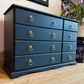 Newly refurbished solid wood chest of drawers blue bank of drawers dovetail joints