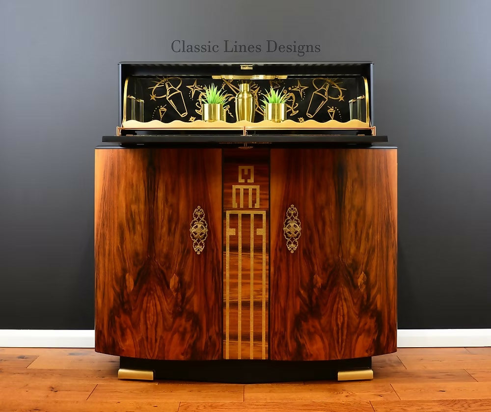 "Chrysler" 1960's Drinks Cabinet, Cocktail Bar, Art Deco Design.