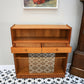 Nathan Teak Slimline Bookcase Wall Unit with Glass Doors and Two Drawers