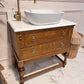 W79.3mm Oak Vintage Bathroom Vanity Unit With Sink