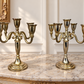 Pair of Candelabras Vintage French Style Metal Five Arm Candle Holders LOT 6486