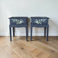 Vintage Stag minstrel navy blue bedside tables pair