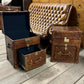 English Bridle Vintage Leather Side Table Trunk - Handmade Bedroom Furniture Pair Bespoke Chest