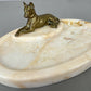 Tray Antique French Style Marble Brass Dog Decorative Display Tray LOT 6419