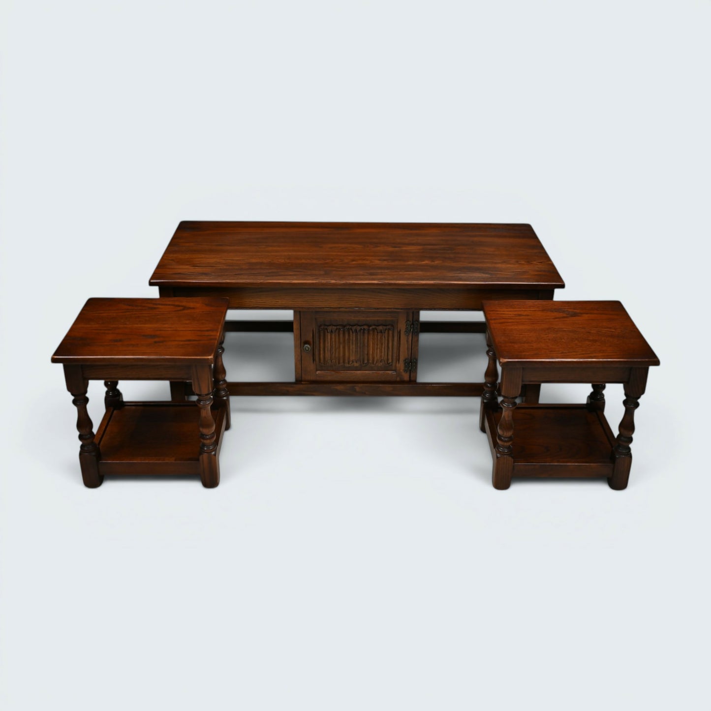 Old Charm Long Nest of Tables Solid Oak Coffee Table Tudor Brown FREE Delivery*