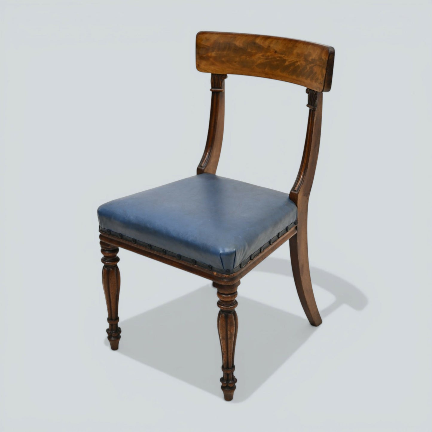Early Victorian Dining Chairs Mahogany Faux Leather Upholstery FREE UK Delivery
