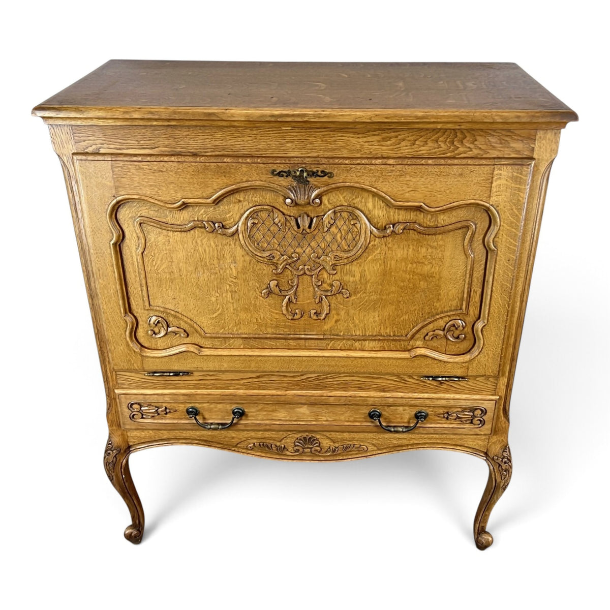 Cabinet Vintage French Louis XVI Oak Cupboard Carved Nightstand LOT 24347