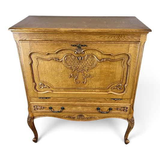 Cabinet Vintage French Louis XVI Oak Cupboard Carved Nightstand LOT 24347