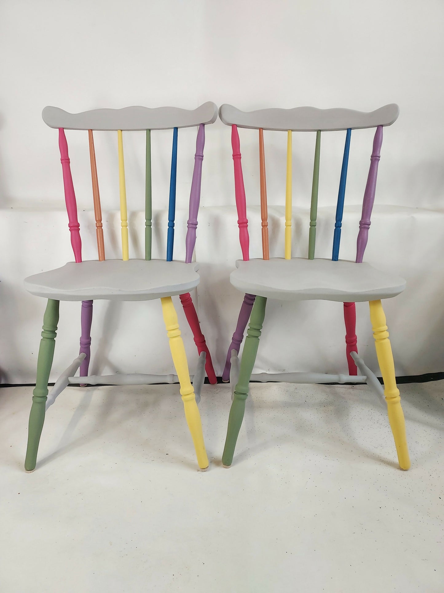Rainbow Colour Solid Wood Farmhouse Dining Table And Chairs
