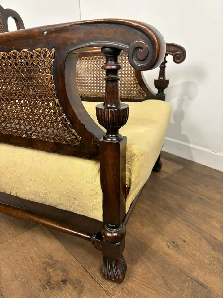 Edwardian Beech Framed Bergère Armchair