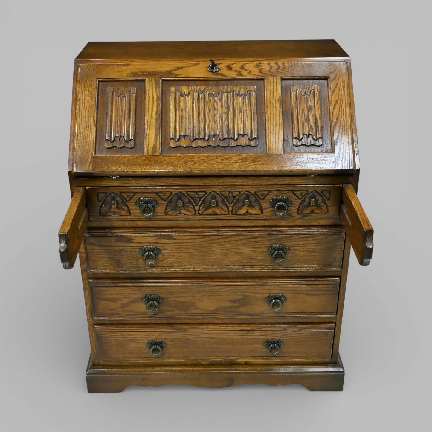Old Charm Bureau With Fitted Interior 4 Drawers Light Oak FREE UK Delivery*. SBR11124/3010E