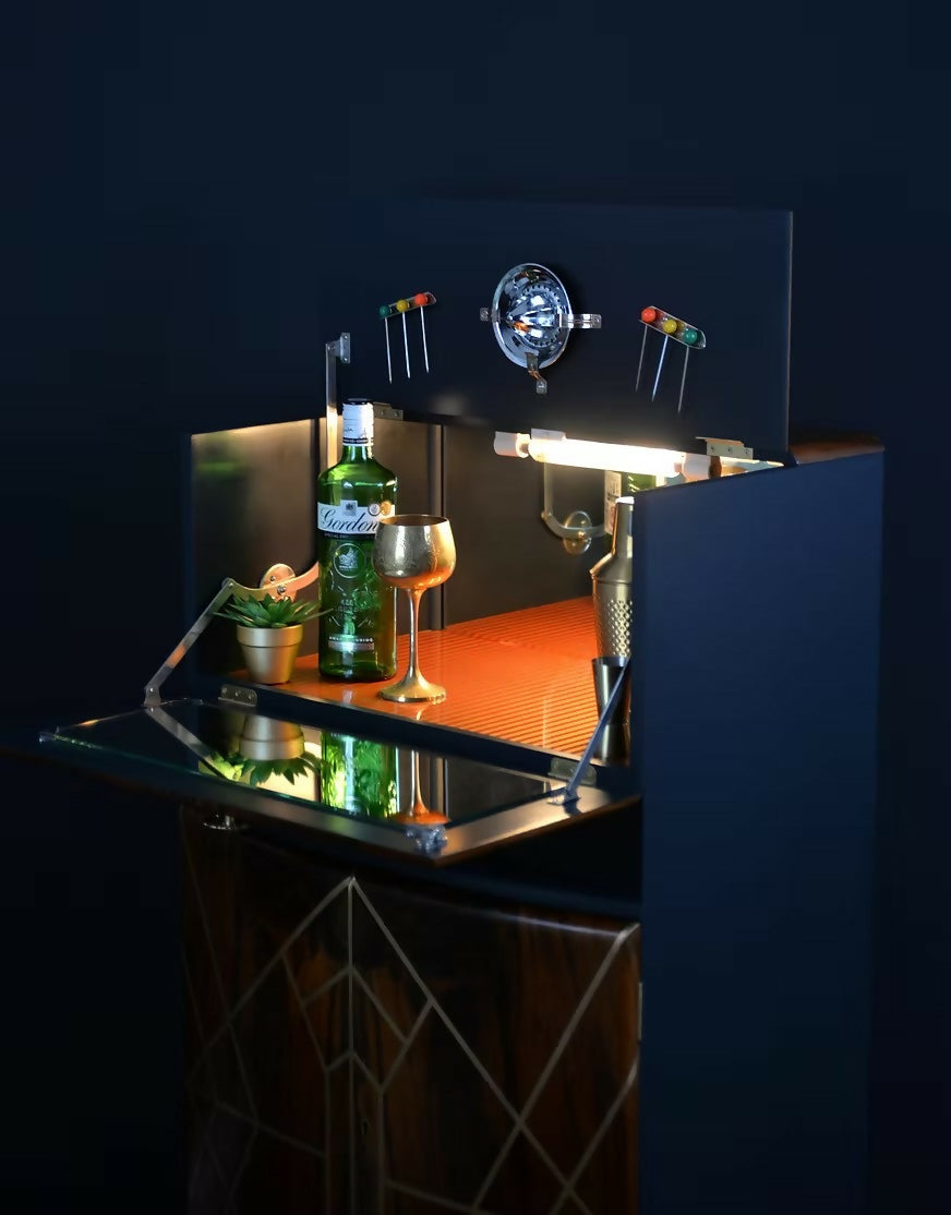 "Kikko" Art Deco Cocktail Cabinet, Vintage 1950s Drinks Cabinet
