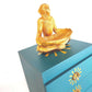 Upcycled hand painted drawers in teal with gold leaf design