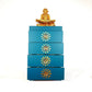 Upcycled hand painted drawers in teal with gold leaf design