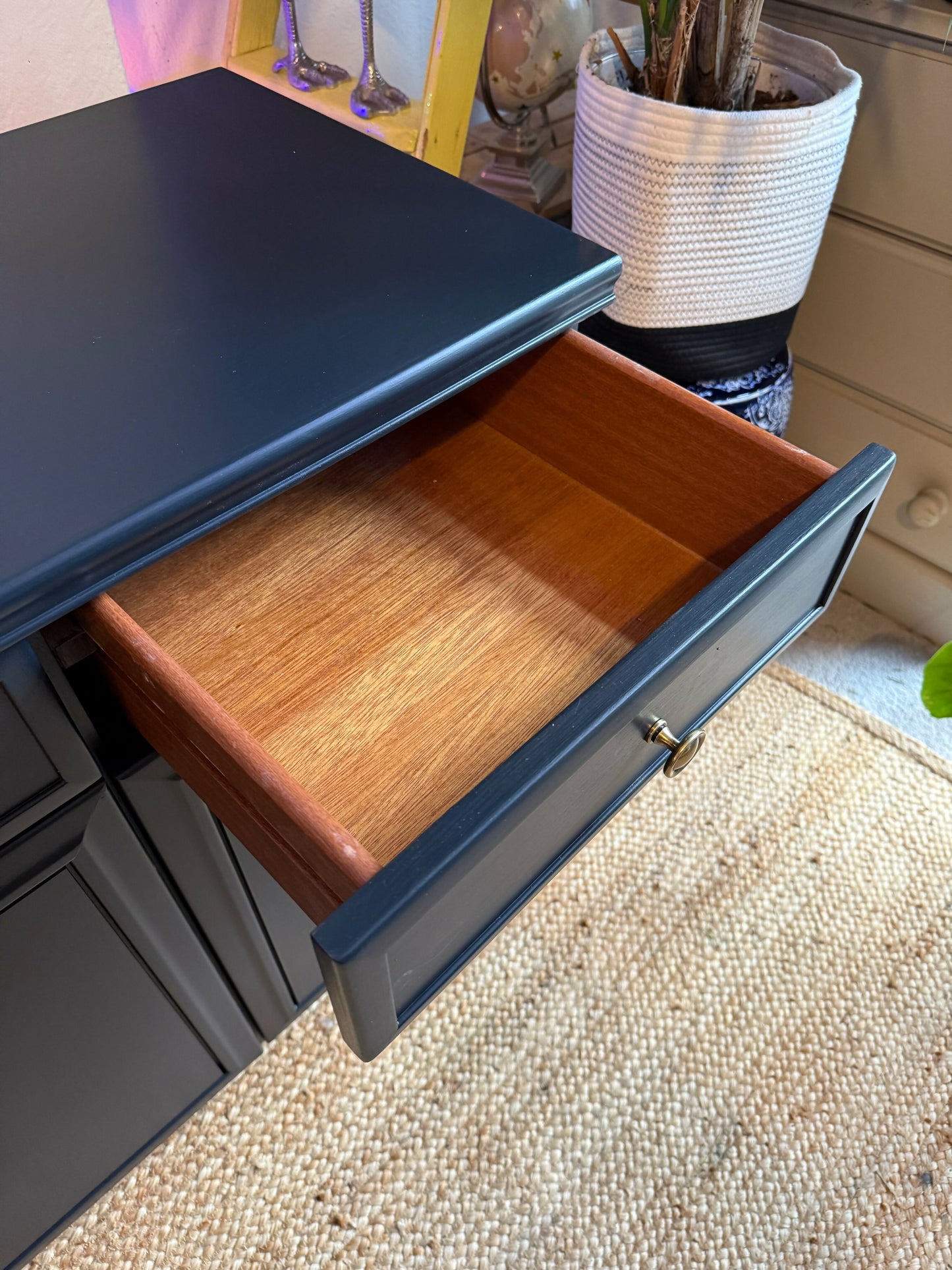 Newly refurbished solid sideboard dark blue