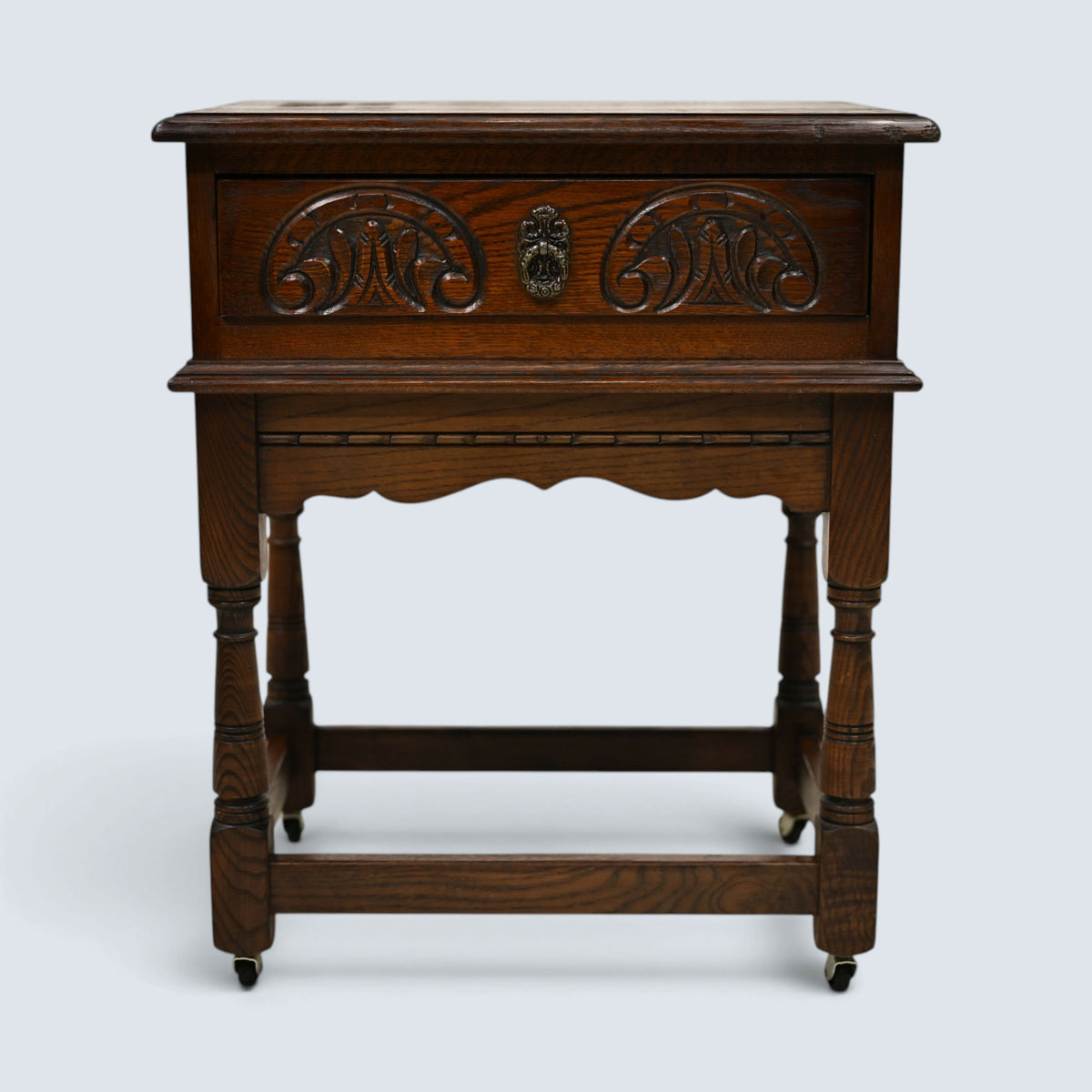 Old Charm Side Table Lamp Table Tudor Brown Finish With Drawer FREE UK Delivery