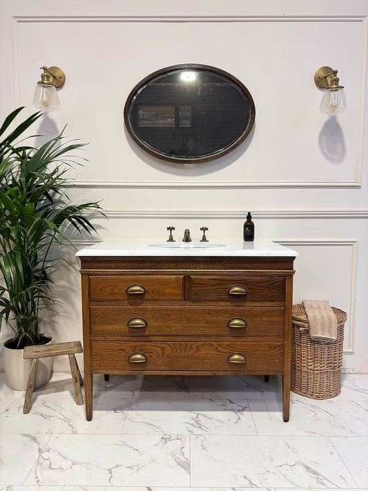 Width 106cm - Vintage Bathroom Vanity Unit With Sink