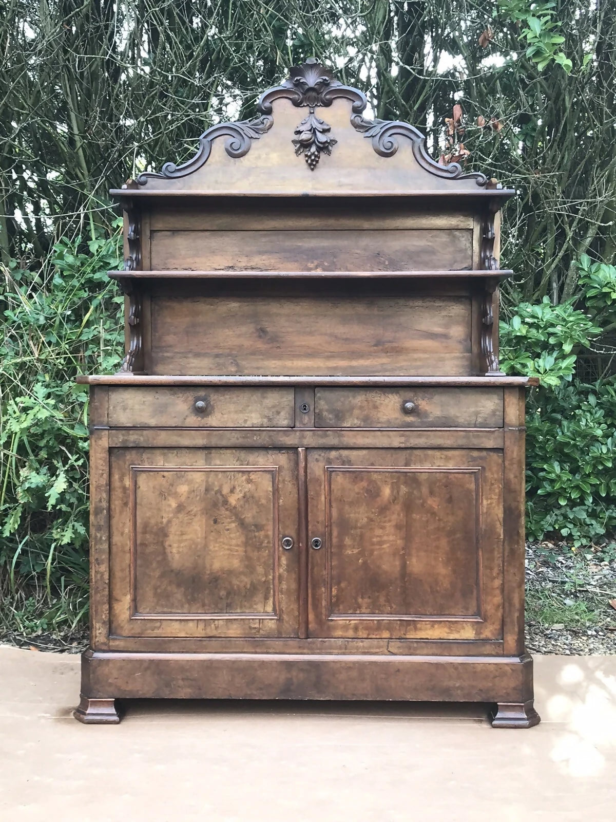 Antique Victorian Burle Walnut Veneer Chiffonier Dresser Server Buffet Sideboard