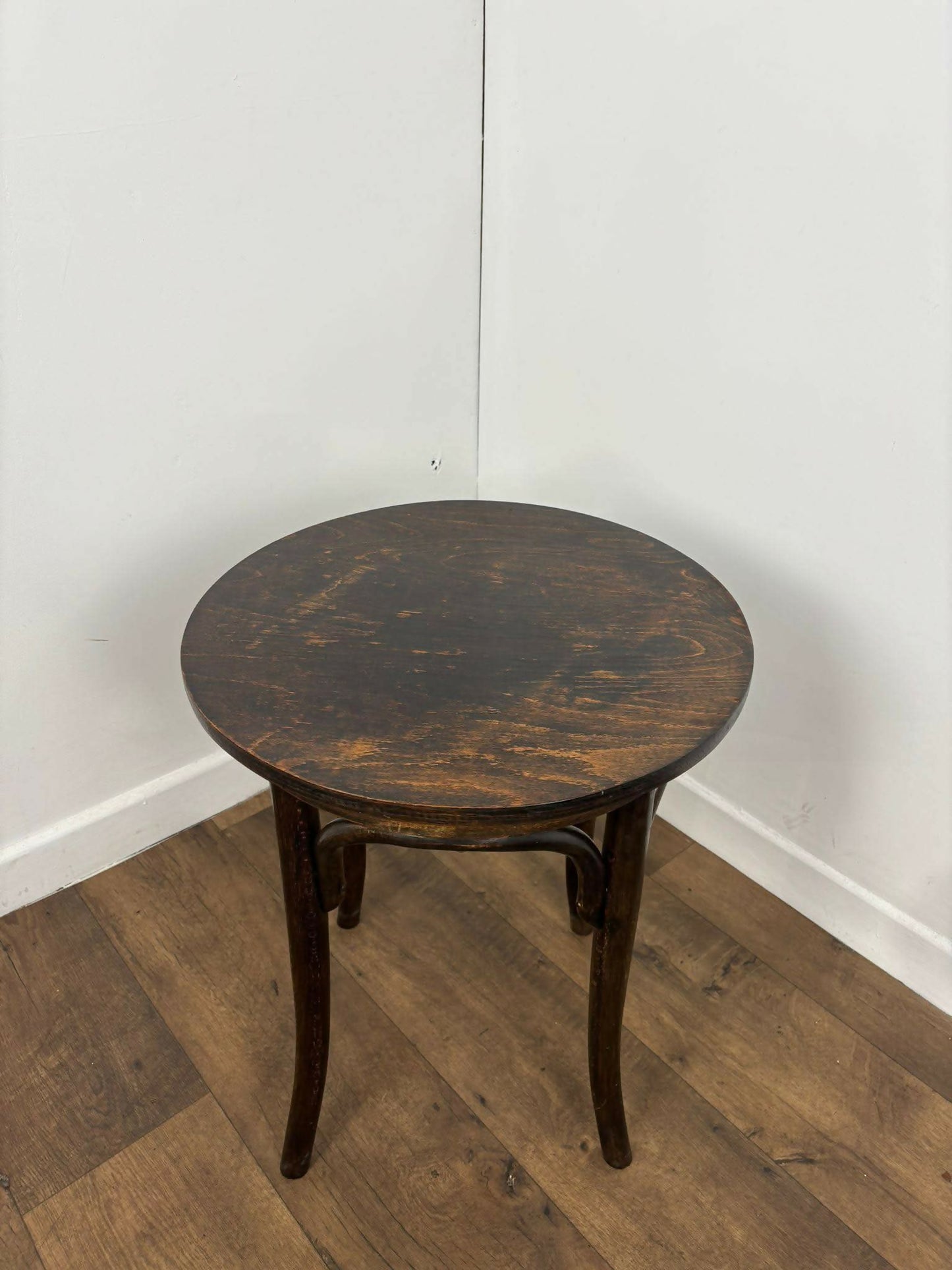 Vintage Small Circular Oak Bentwood Side Table