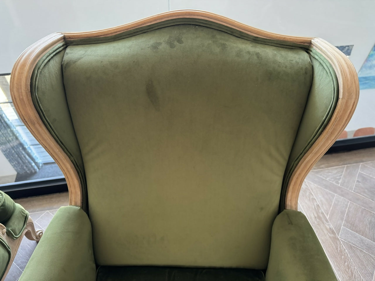 Extremely Comfortable Pair French Wing Back Arm Chairs