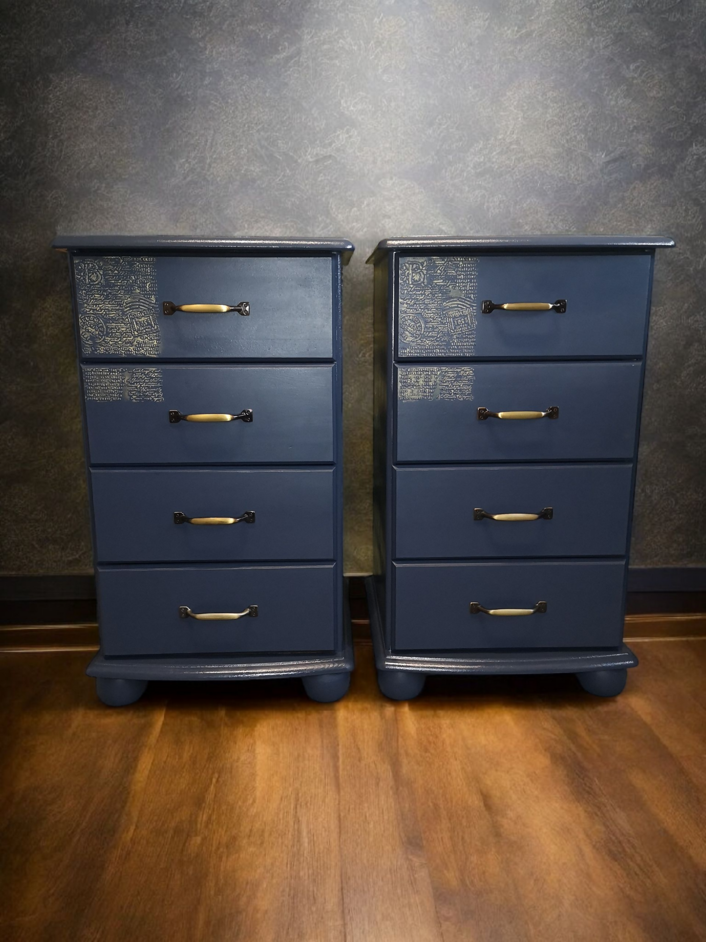 Navy blue bedside tables cabinets
