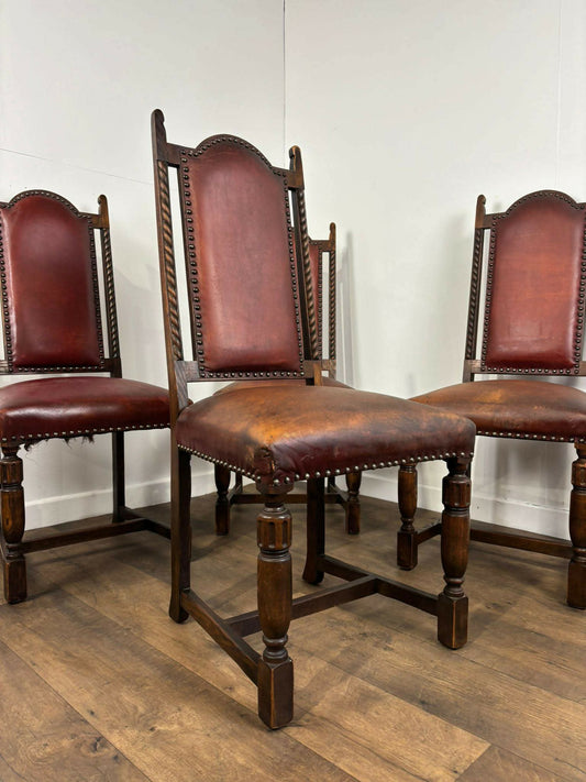 Vintage Set Of Four Oak Dining Chairs