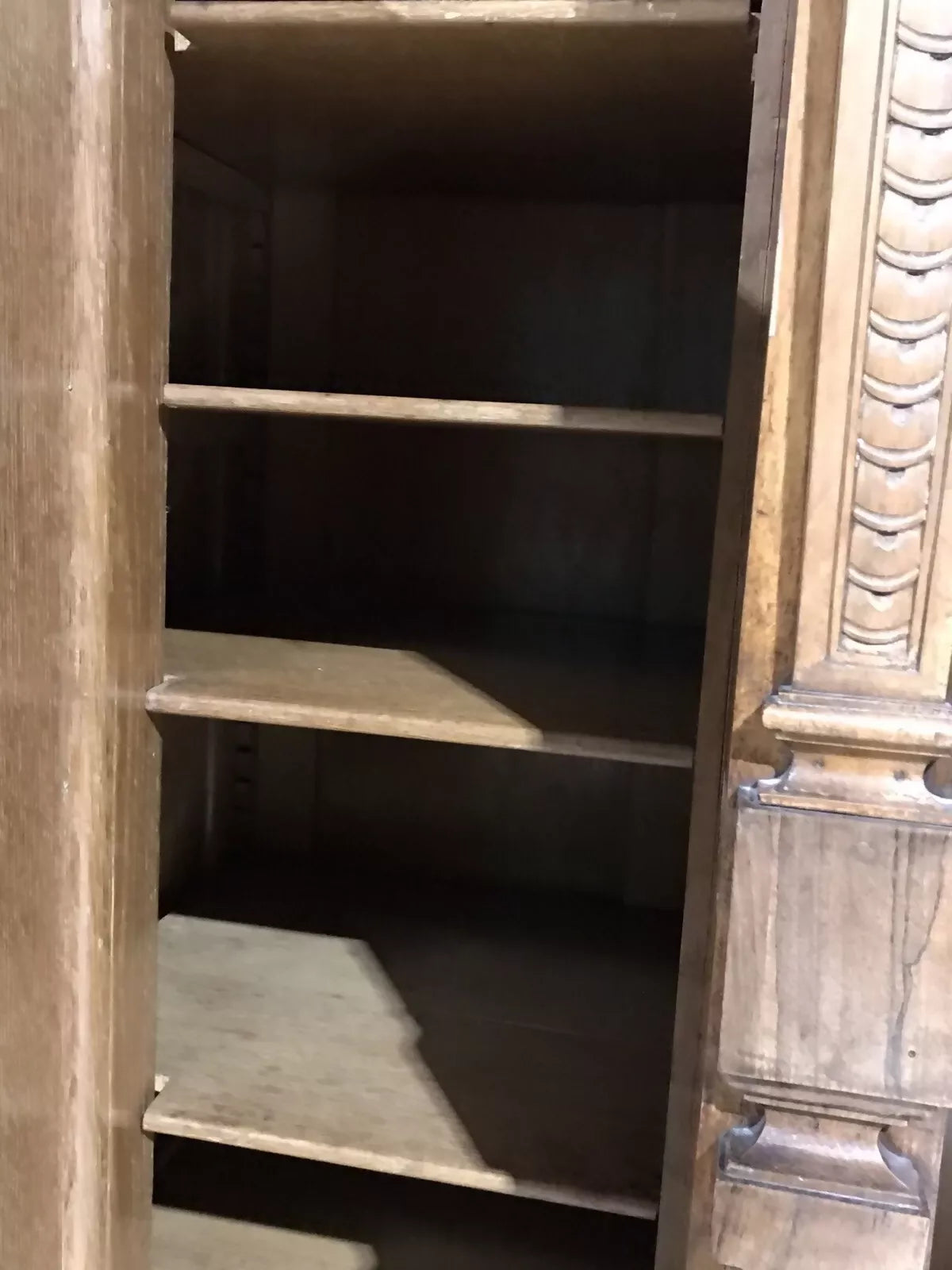 Antique Dutch Renaissance Breakfront Armoire Triple Wardrobe Hall Linen Cupboard