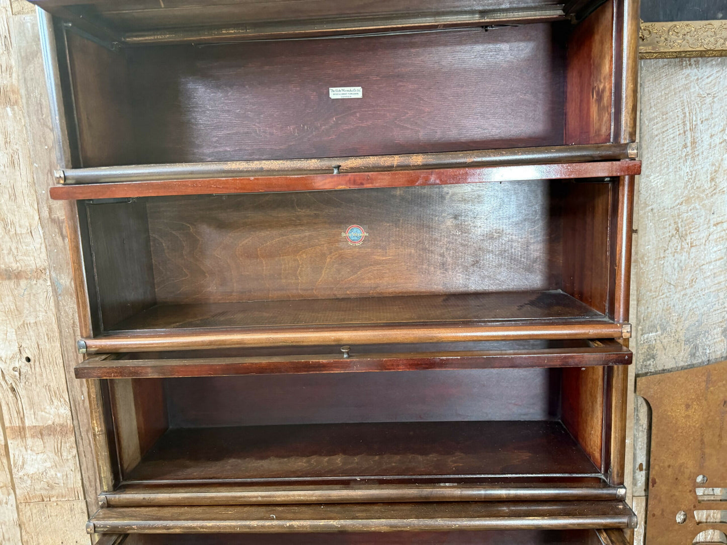 Vintage Modular Globe Wernicke Solicitor Barrister Six Stack Bookcase Glazed Cupboards, c1930