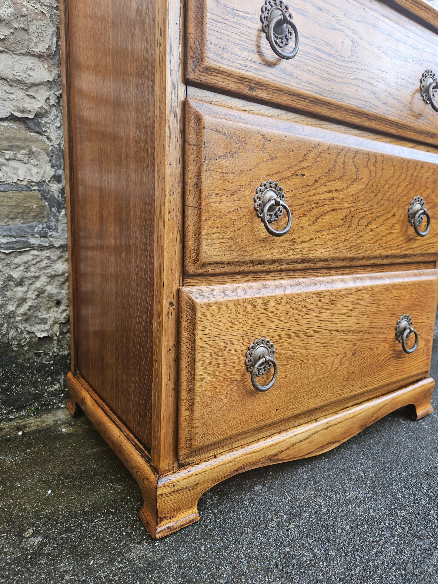 Vintage Chest Of Drawers Four Drawer Oak Cabinet Furniture Tallboy Super Proportions And Detailing