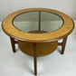 Vintage Remploy Teak Coffee Table Glass Top Round Mid Century Side Table 58.5cm