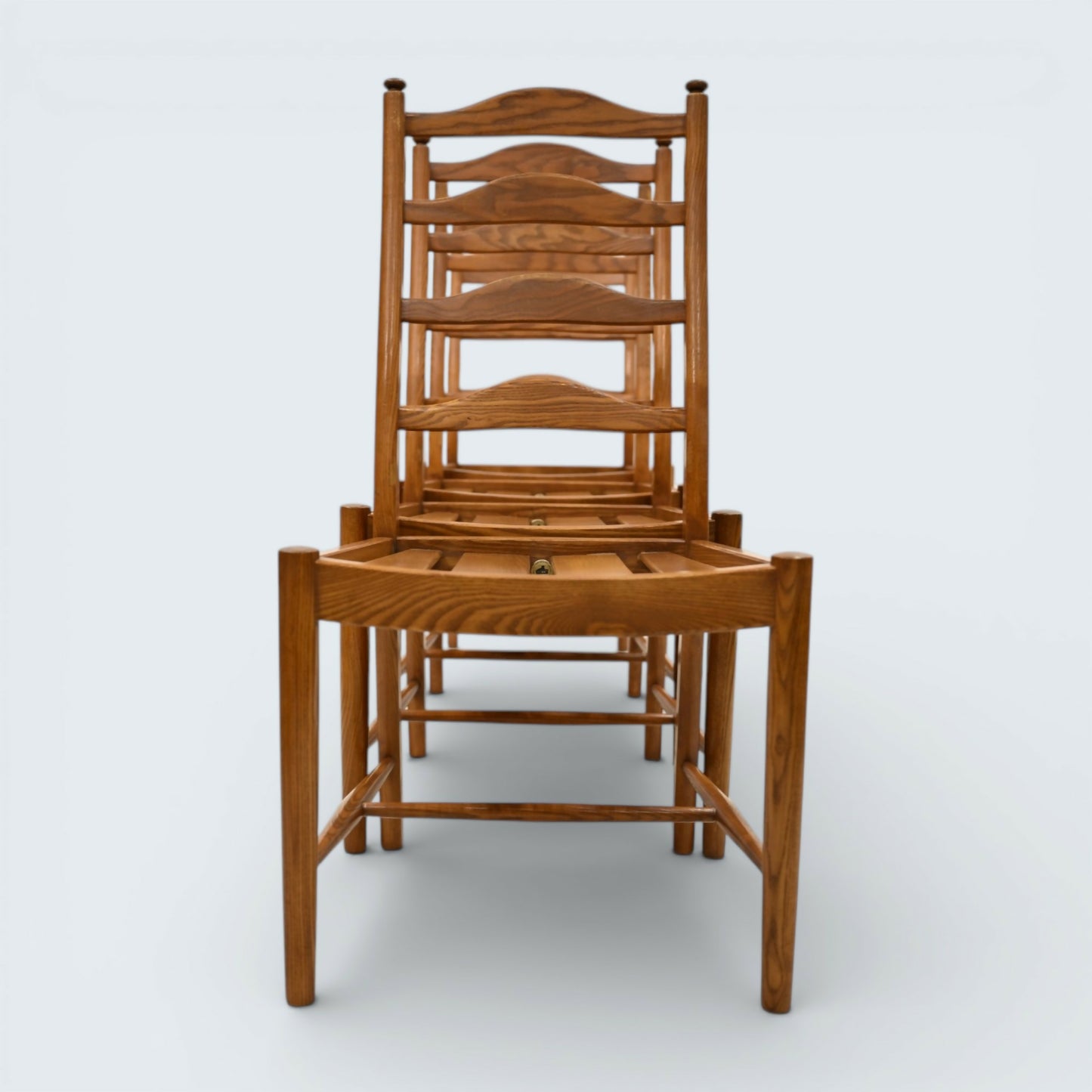 Ercol Set Of 4 Dining Chairs Light Finish Ladderback 1970s FREE UK Delivery*