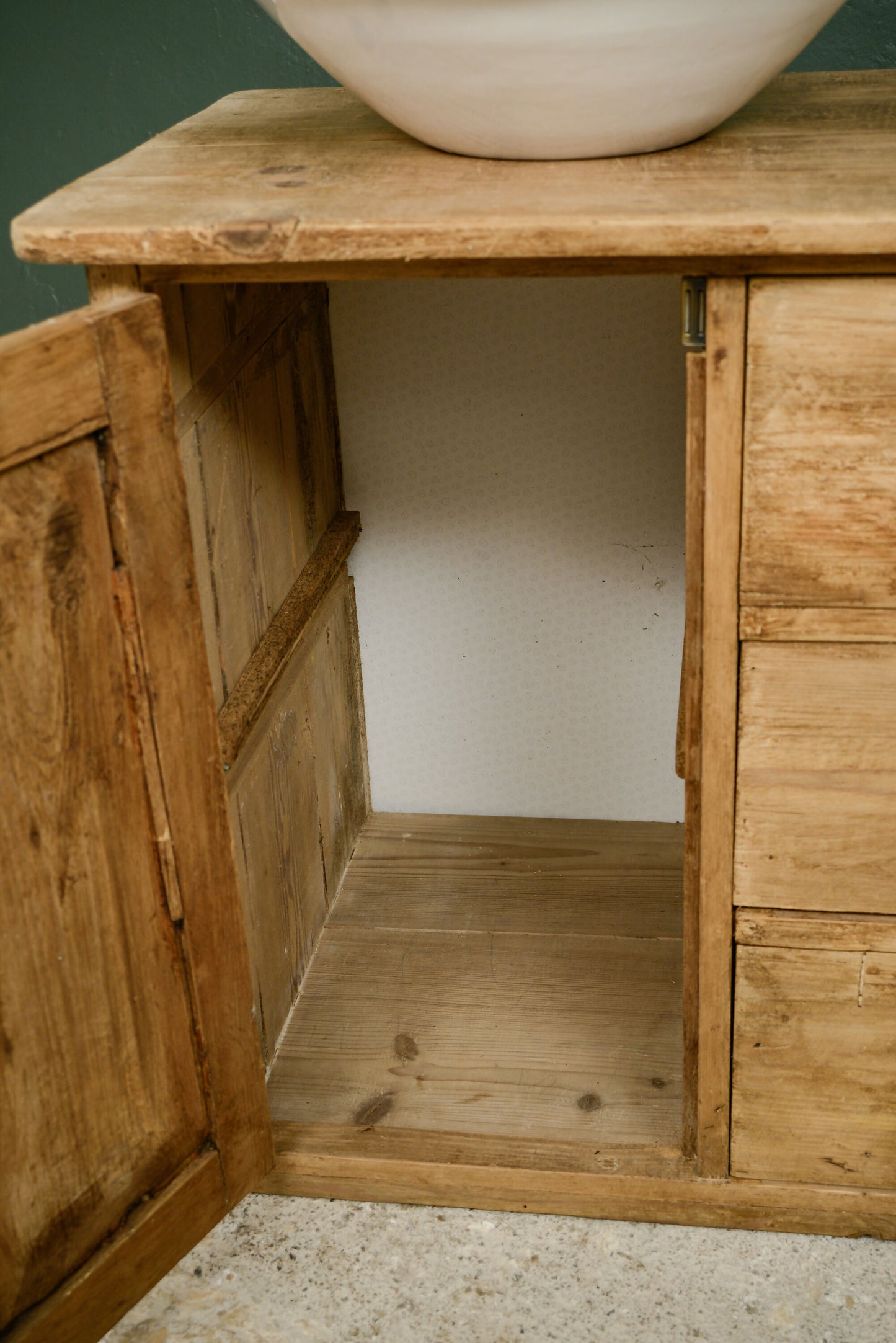 Victorian Pine Rustic Kitchen Sideboard with Cupboard & Drawers