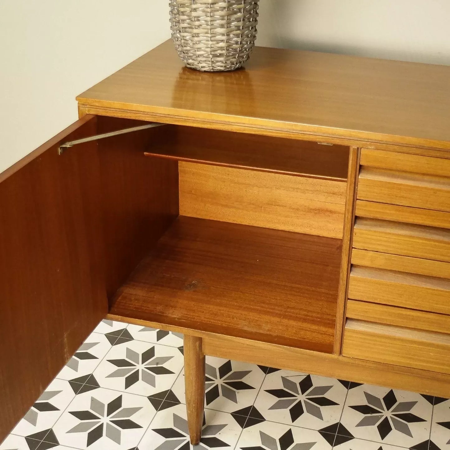 Vintage White and Newton Teak Mid Century Sideboard