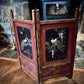 Eastern/Oriental Folding Peacock Fire Screen / Decorative Table Screen Carved Wood & Mother Of Pearl Style Inlay