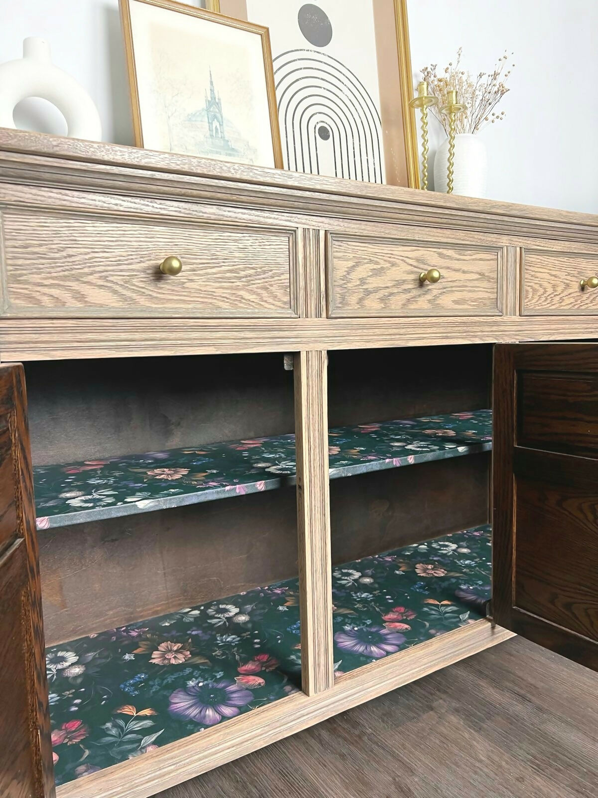 Light Wood Vintage Boho Rustic Sideboard