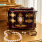 Antique Bombe Jewellery Trinket Box With Mother Of Pearl & Brass Mounts