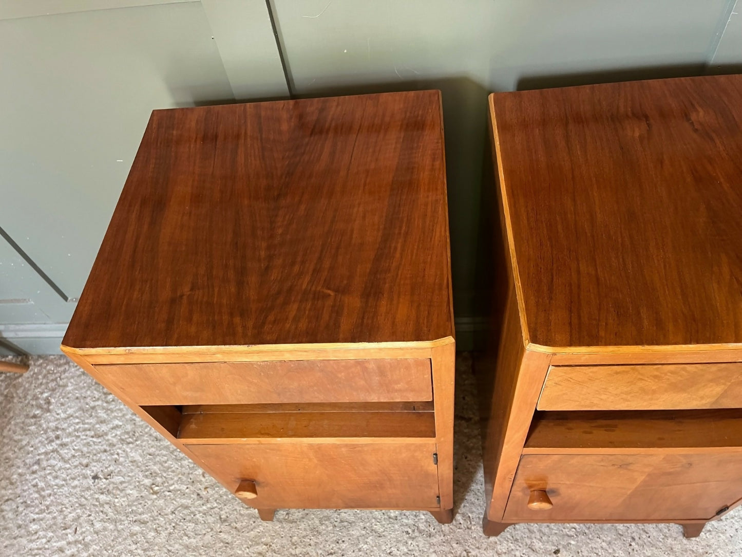 Vintage Bedside Cabinets Pair Circa 1950’s Wood, Beautiful Condition