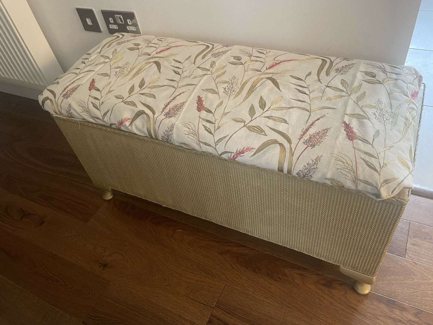 Choose your fabric! Ottoman. Gold paint.