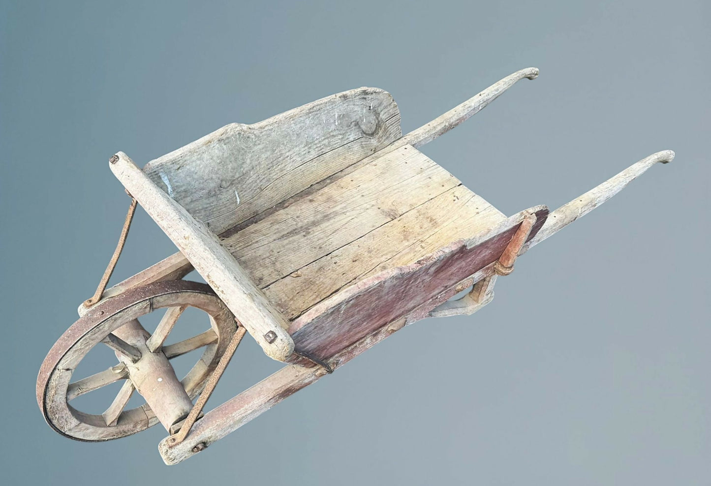 Vintage Antique Rustic French Wheelbarrow, Early 1900s