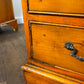 Reproduction Yew Wood Pedestal Desk with Green Leather