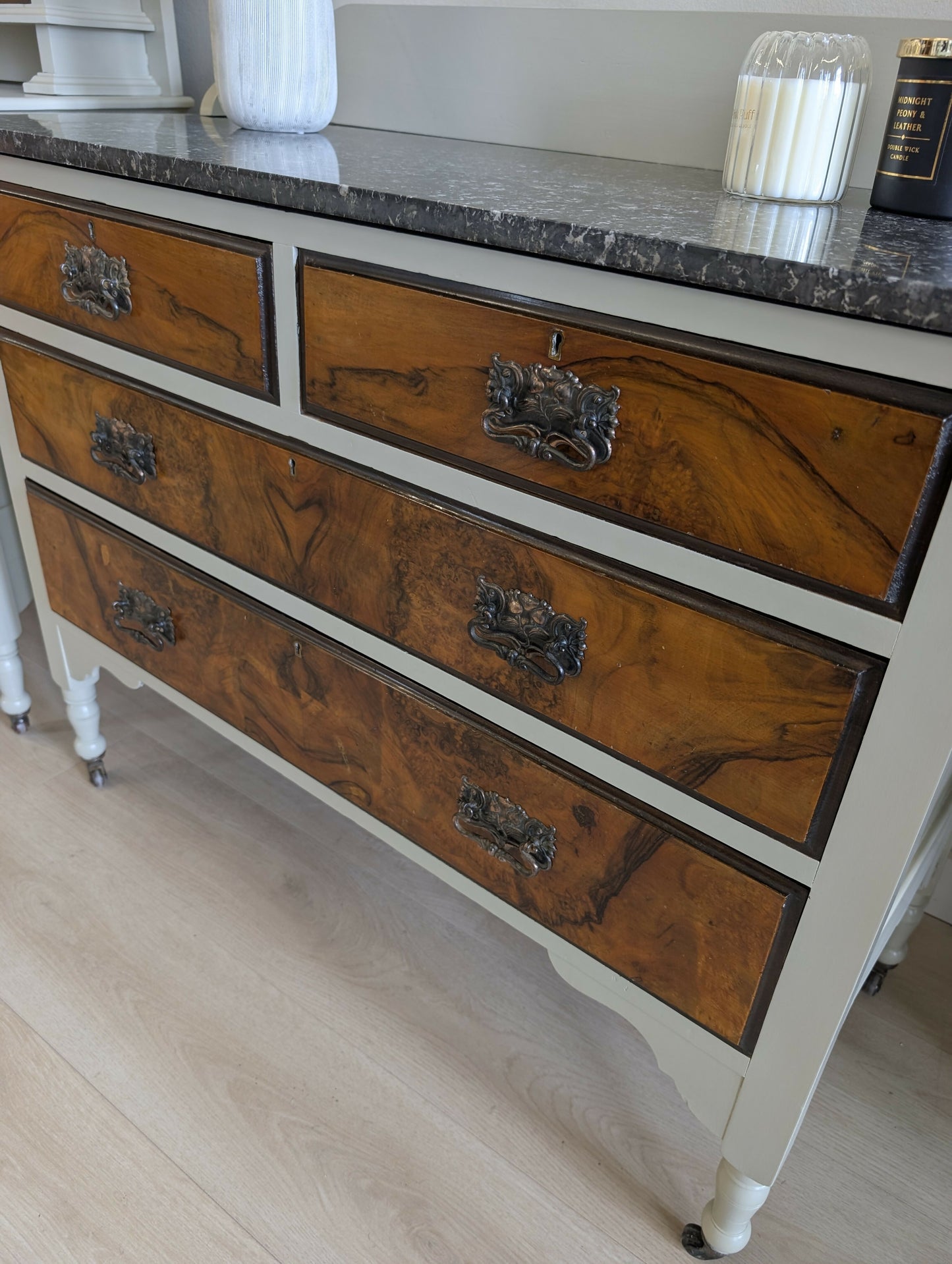 Late Victorian/Edwardian Marble Topped Washstand Chest of Drawers