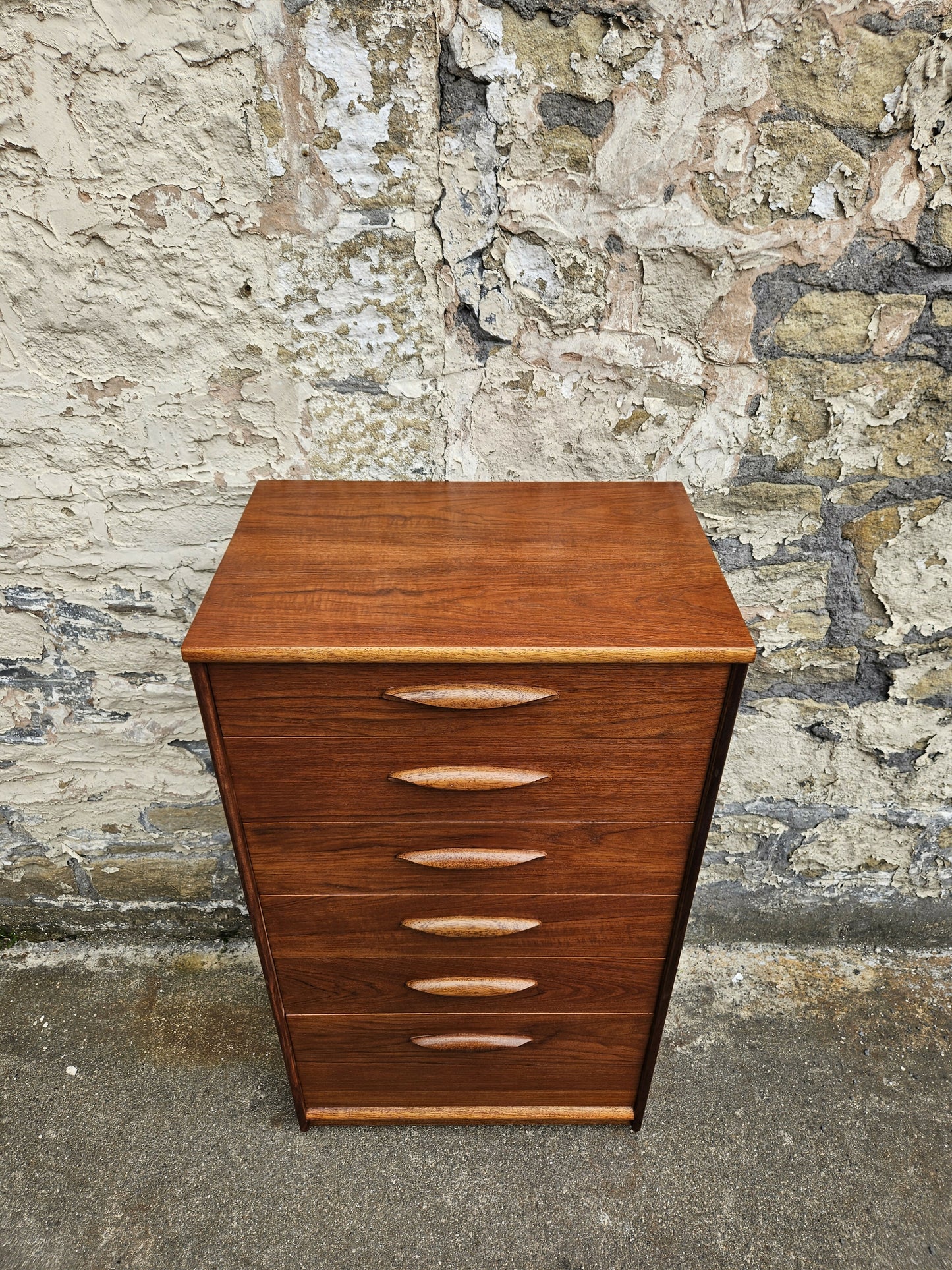 Austinsuite Chest of Drawers: Mid-Century Modern Tallboy Cabinet Teak Six Drawer