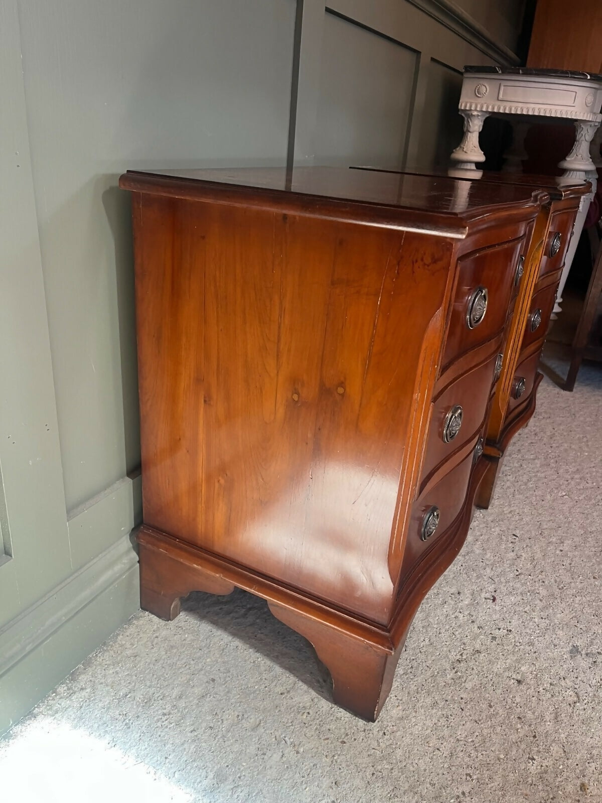 Pair Vintage Bedside Chests Antique Style 3 Drawer Vgc