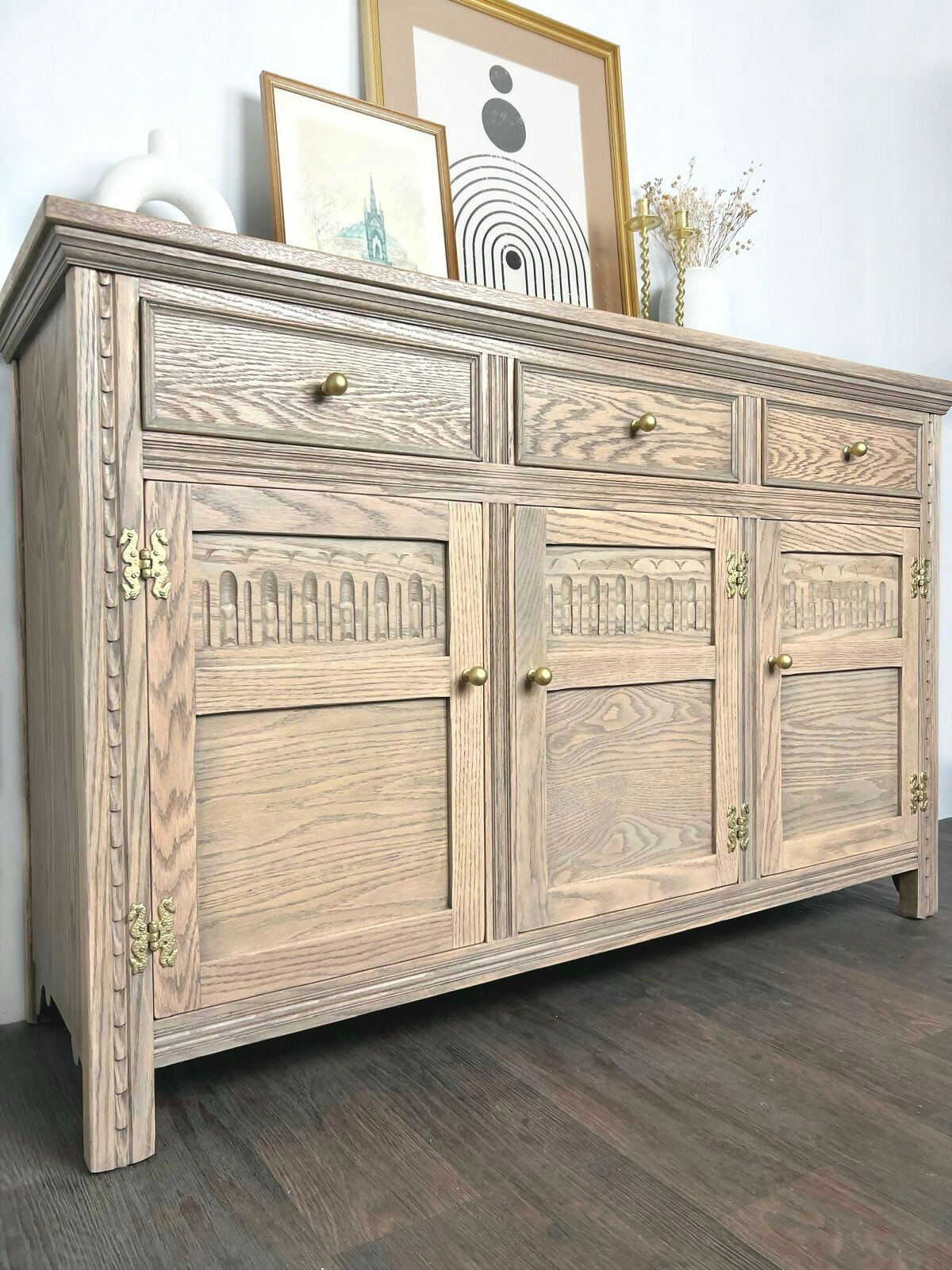 Light Wood Vintage Boho Rustic Sideboard