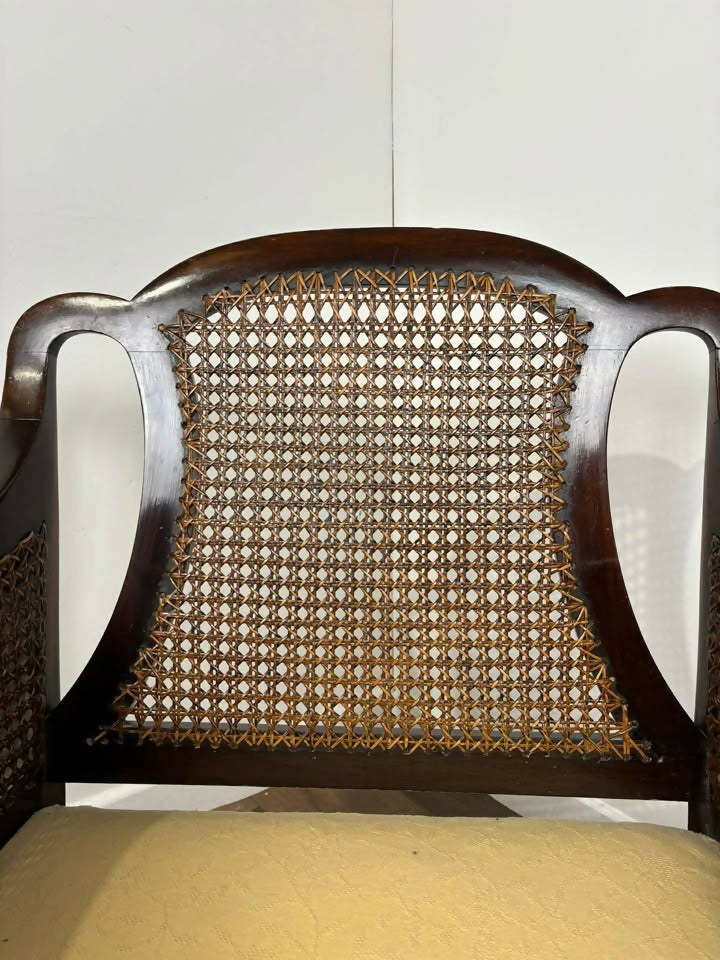 Edwardian Beech Framed Bergère Armchair