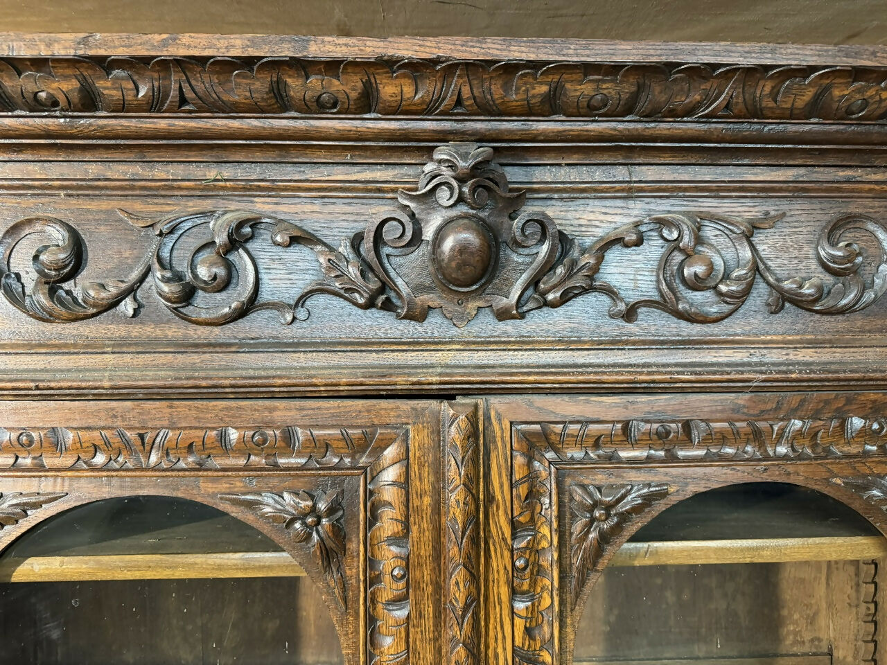 French Carved Oak Hunting Cabinet