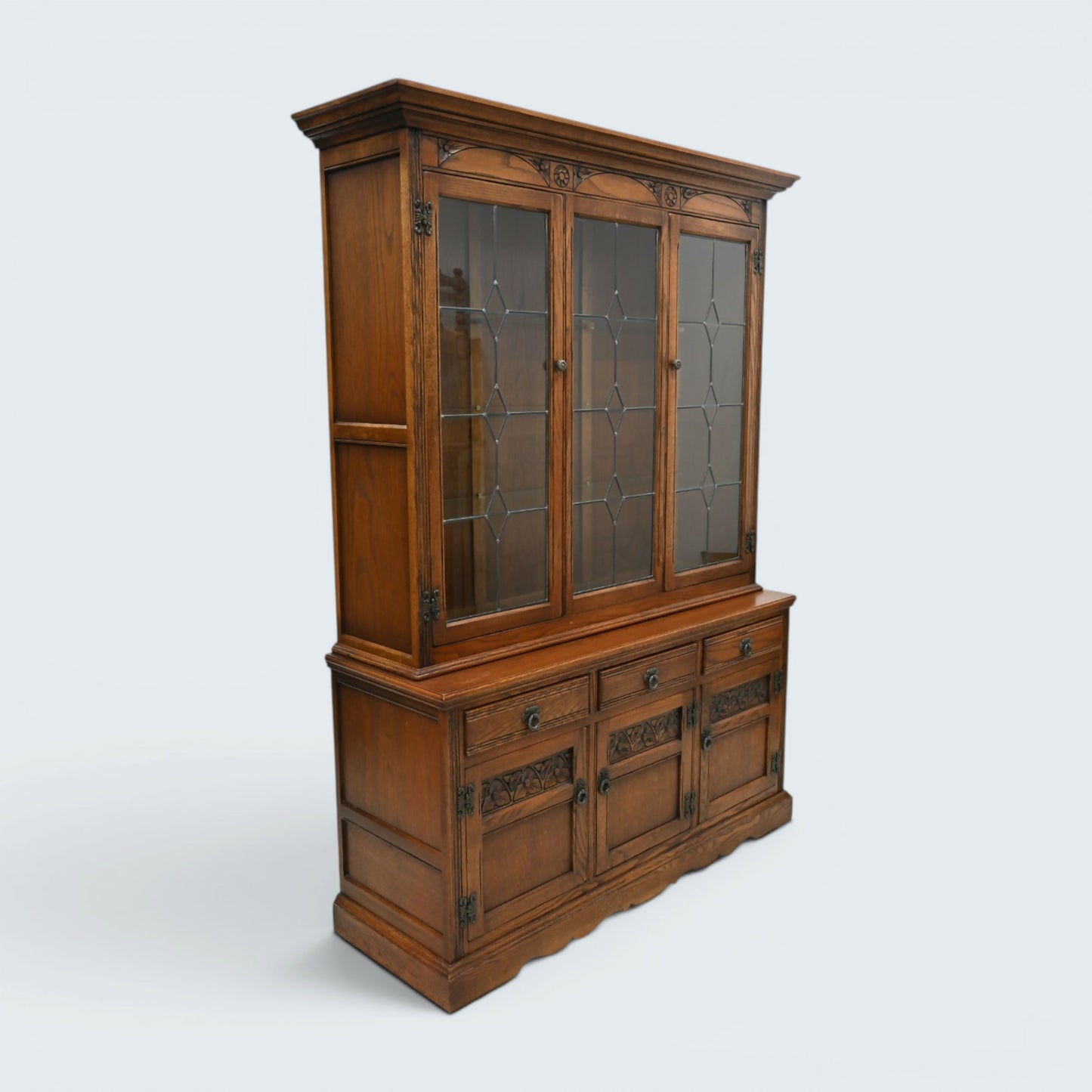 Old Charm Display Cabinet Sideboard Light Oak Finish Cupboard FREE UK Delivery
